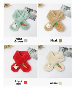 Quatre couleurs d'écharpes en peluche lapin en menthe, kaki, rouge et abricot au choix