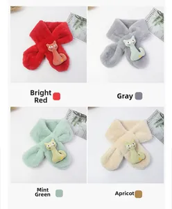 Écharpe croisée en peluche pour enfants avec chat mignon 3D, disponible en quatre coloris