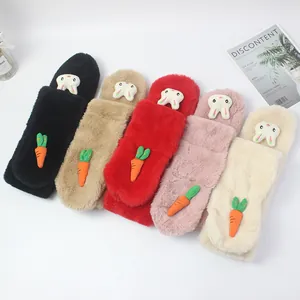 Écharpe en peluche pour enfants avec lapin 3D et carotte mignonne en cinq couleurs