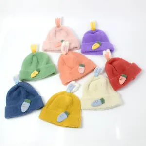 Süße Baby Winter Strickmütze Mit Hasenohren Und Karottenaufnäher Weiche Nerzimitat Warme Winddichte Beanie Für Kleinkinder Jungen Mädchen