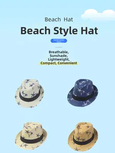 Detail showing breathable beach hats for parents and kids in multiple colorways