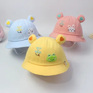 Cappello a Secchiello per Bambini Simpatico Animale con Orecchie 3D Ricamo a Cuore in Cotone Protezione Solare Cappello da Pescatore per Bimbi