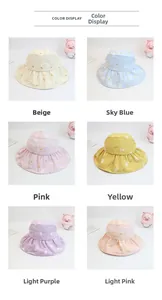 Detailed grid view showing breathable mesh top and cute bunny patterns on kids sun hats