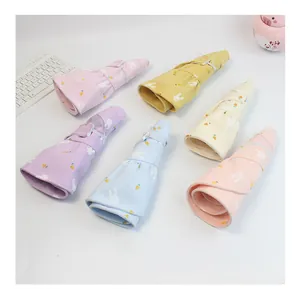 Foldable kids sun hats in multiple colors with cute rabbit and carrot floral patterns