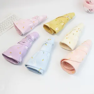 Foldable kids sun visor hat with cute rabbit pattern in six colors for summer girls