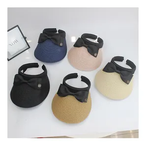 Women straw visors in five colors with bow tie and metallic M detail