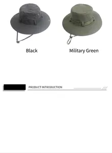 Détails de chapeaux de soleil séchage rapide noir et vert armée avec cordons réglables