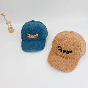 Casquettes de baseball en polaire pour enfants avec broderie Chaser bleu et brun