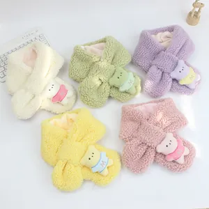 Écharpes épaisses en peluche ours pour enfants en cinq couleurs avec texture laine d'agneau