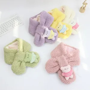 Écharpes d'hiver en peluche pour enfants avec oursons mignons en quatre couleurs
