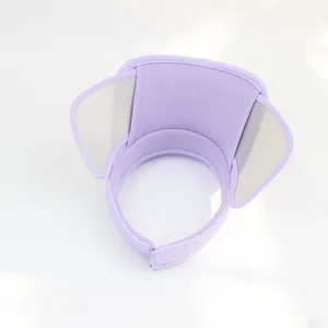 Detail view of the lavender sun hat featuring breathable mesh and retractable side visors