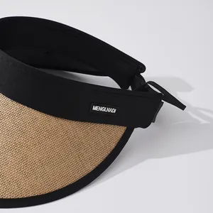 Sombrero de sol de paja con visera ancha y correa elástica ajustable para mujer