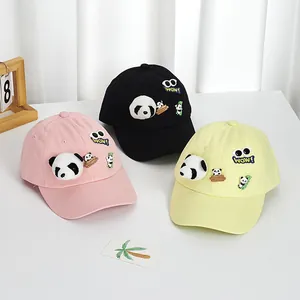 Berretto da baseball per bambini con peluche panda e ricamo WOW in tre varianti