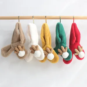Kinderen Winter Pluche Sjaal Hertengewei Pompons Warm Zacht Polyester Nekwarmer Voor Jongens Meisjes Kerstcadeau Accessoires