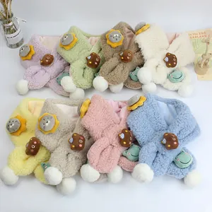 Kinder Süßer Cartoon Tier Plüschschal Winter Warm Künstliche Wolle Halswärmer Mit Bommel Für Kleinkinder Jungen Mädchen Outdoor Zubehör