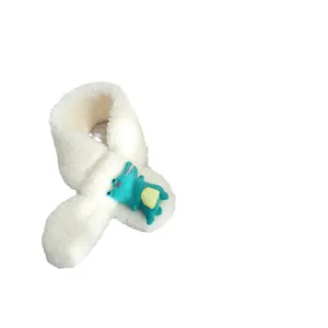 Plüschiger Kinder-Dinosaurier-Winter-Schal aus weichem weißem Webpelz-Material