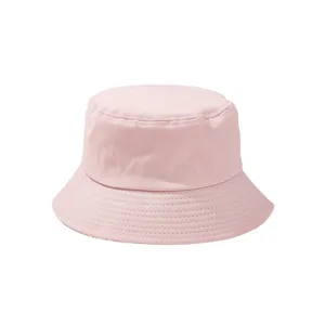Minimalist light pink cotton sun hat with wide brim and stitched details for outdoor hiking