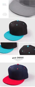 Détails de casquettes hip-hop à bord plat montrant le tissu en sergé et les œillets d'aération