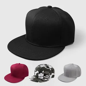 Casquette de Baseball Snapback Ajustable Bord Plat Chapeau Hip Hop Pour Hommes Femmes Couleur Unie Camouflage Protection Solaire Extérieure Streetwear