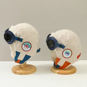 Bonnet aviateur d'hiver pour enfants avec lunettes de protection et doublure polaire