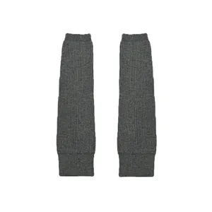 Calentadores de punto acanalado gris oscuro para yoga y fitness con textura suave