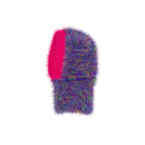 Colorful plush Balaclava hat in space-dyed faux fur for winter warmth and protection