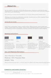 Specifiche dettagliate e istruzioni di lavaggio per scaldamuscoli in maglia 45x15cm