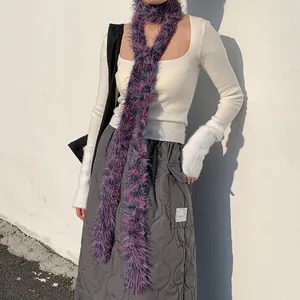Sciarpa sottile in finta pelliccia di visone colorata viola rosa blu per donna