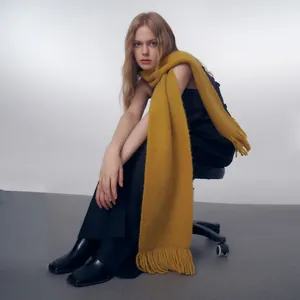Sciarpa con Nappe a Maglia a Mano Designer Coreano Donna Tinta Unita a Costine Invernale Calda Morbida Oversize Sciarpa Accessori