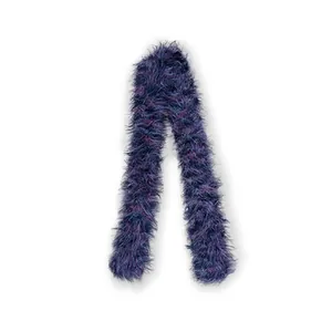 Sciarpa sottile in finta pelliccia di visone sfumata blu e viola in maglia morbida