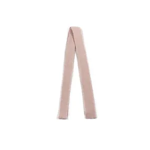 Pink slim rib-knit wool blend scarf for women shown on a clean white background