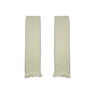 Subculture ballet core knit leg warmers in cream white with delicate ruffled lace edges