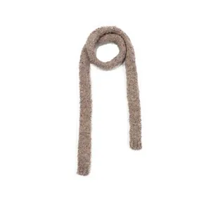 Chic oatmeal tweed knit wool blend skinny scarf with colorful specks for women