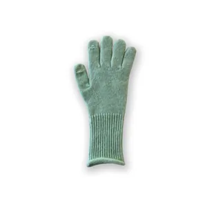 Mint green wool blend touch screen knit gloves with thermal ribbed cuffs for winter