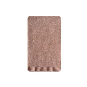 Soft pink wool blend knitted scarf for women featuring a fine ribbed texture finish