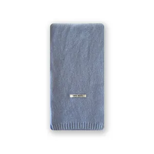 Sky blue 100% pure wool scarf featuring a premium knitted texture and ribbed hem edge