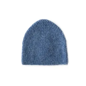 Bonnet en maille mélangée de laine bleu clair unisexe avec texture côtelée d'hiver
