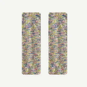 Colorful variegated knit leg warmers in vibrant pink blue and yellow textured fabric