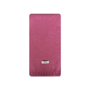 Classic deep pink 100% Australian wool scarf with ribbed edges and material label