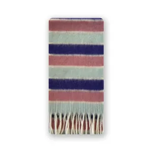 Écharpe rayée colorée en mélange de laine avec franges pour femme aux tons pastel doux