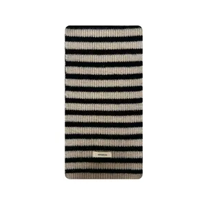 Classic 100% Australian wool striped knitted scarf with soft texture and chic design