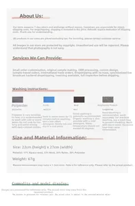 Detailed chart showing alpaca wool blend material composition and 22x27cm size specs