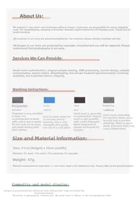 Size chart and material composition for wool blend knit beanie with washing instructions
