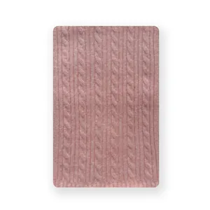 Chic pink cable knit wool blend scarf for women with textured woven pattern