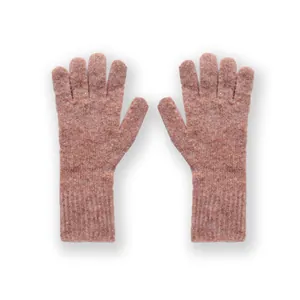 Gebreide handschoenen van wolmix in roze met lovertjes en touchscreen-functionaliteit