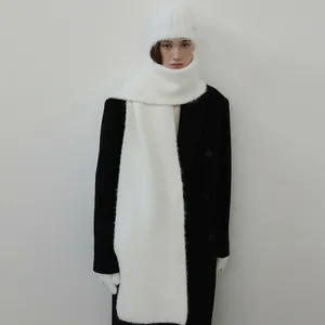 Women's Wool Blend Knitted Scarf Solid Color Thick Warm Winter Scarf For Women Solid Long Shawl Soft Knit Wraps
