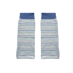 Y2K colorful striped wool blend leg warmers with navy ribbed cuffs for women