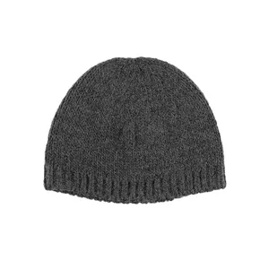Soft charcoal grey wool knit beanie for women with warm ribbed edge design