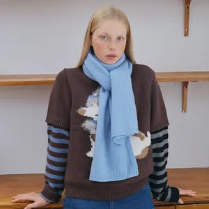Damen Reine Wolle Schal Einfarbig Old Money Stil Winter Warm Gestrickter Schal Vielseitiges Langes Wickeltuch Eleganter Halswärmer