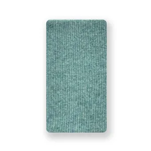 Vertical ribbed knit scarf in teal green wool blend with soft textured melange finish